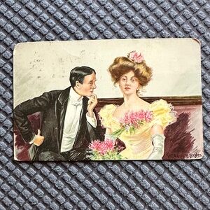 1912 Post Mark- Vintage Art Postcard with Elegant Couple